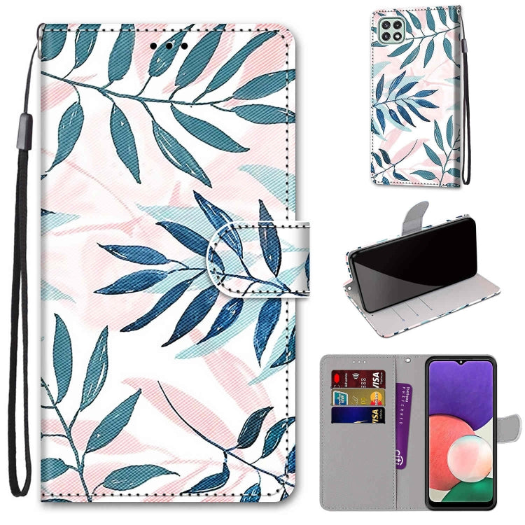 Coloured Drawing Cross Texture Horizontal Flip PU Leather Case with Holder & Card Slots & Wallet & Lanyard, For Samsung Galaxy A22 5G, For Samsung Galaxy M32 4G / F22