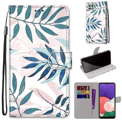 Coloured Drawing Cross Texture Horizontal Flip PU Leather Case with Holder & Card Slots & Wallet & Lanyard, For Samsung Galaxy A22 5G, For Samsung Galaxy M32 4G / F22