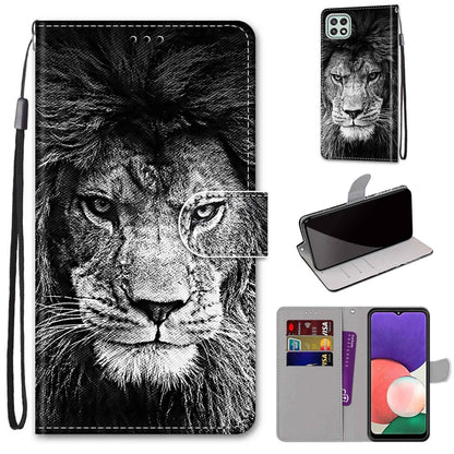 Coloured Drawing Cross Texture Horizontal Flip PU Leather Case with Holder & Card Slots & Wallet & Lanyard, For Samsung Galaxy A22 5G, For Samsung Galaxy M32 4G / F22