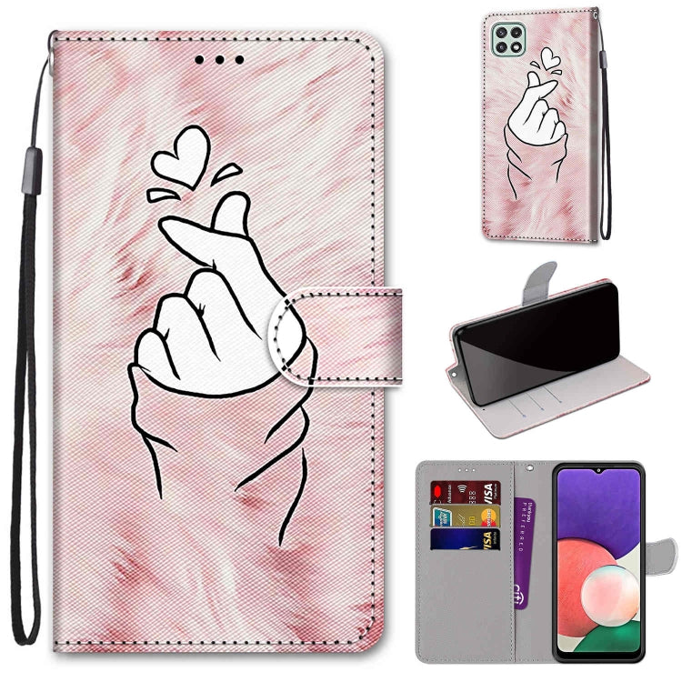 Coloured Drawing Cross Texture Horizontal Flip PU Leather Case with Holder & Card Slots & Wallet & Lanyard, For Samsung Galaxy A22 5G, For Samsung Galaxy M32 4G / F22