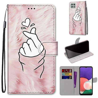 Coloured Drawing Cross Texture Horizontal Flip PU Leather Case with Holder & Card Slots & Wallet & Lanyard, For Samsung Galaxy A22 5G, For Samsung Galaxy M32 4G / F22