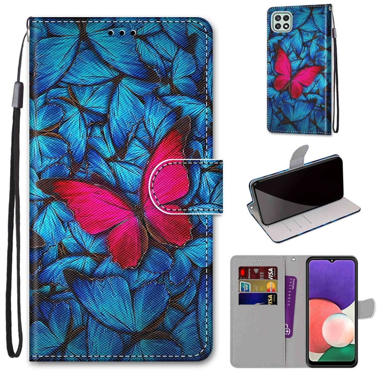 Coloured Drawing Cross Texture Horizontal Flip PU Leather Case with Holder & Card Slots & Wallet & Lanyard, For Samsung Galaxy A22 5G, For Samsung Galaxy M32 4G / F22