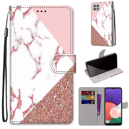 Coloured Drawing Cross Texture Horizontal Flip PU Leather Case with Holder & Card Slots & Wallet & Lanyard, For Samsung Galaxy A22 5G, For Samsung Galaxy M32 4G / F22