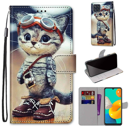 Coloured Drawing Cross Texture Horizontal Flip PU Leather Case with Holder & Card Slots & Wallet & Lanyard, For Samsung Galaxy A22 5G, For Samsung Galaxy M32 4G / F22