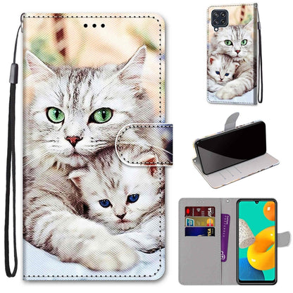 Coloured Drawing Cross Texture Horizontal Flip PU Leather Case with Holder & Card Slots & Wallet & Lanyard, For Samsung Galaxy A22 5G, For Samsung Galaxy M32 4G / F22