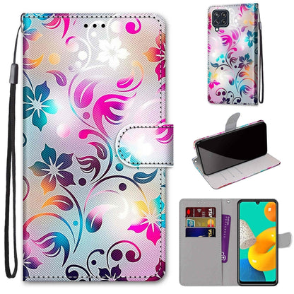 Coloured Drawing Cross Texture Horizontal Flip PU Leather Case with Holder & Card Slots & Wallet & Lanyard, For Samsung Galaxy A22 5G, For Samsung Galaxy M32 4G / F22