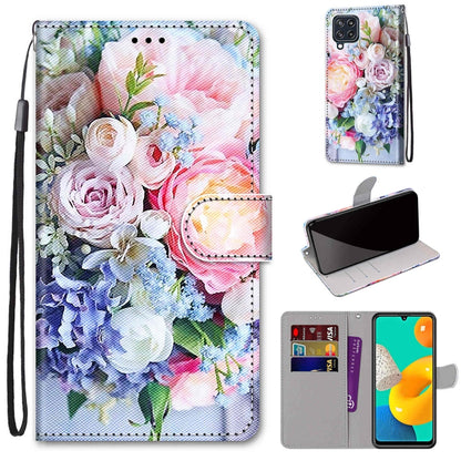 Coloured Drawing Cross Texture Horizontal Flip PU Leather Case with Holder & Card Slots & Wallet & Lanyard, For Samsung Galaxy A22 5G, For Samsung Galaxy M32 4G / F22