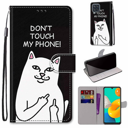Coloured Drawing Cross Texture Horizontal Flip PU Leather Case with Holder & Card Slots & Wallet & Lanyard, For Samsung Galaxy A22 5G, For Samsung Galaxy M32 4G / F22