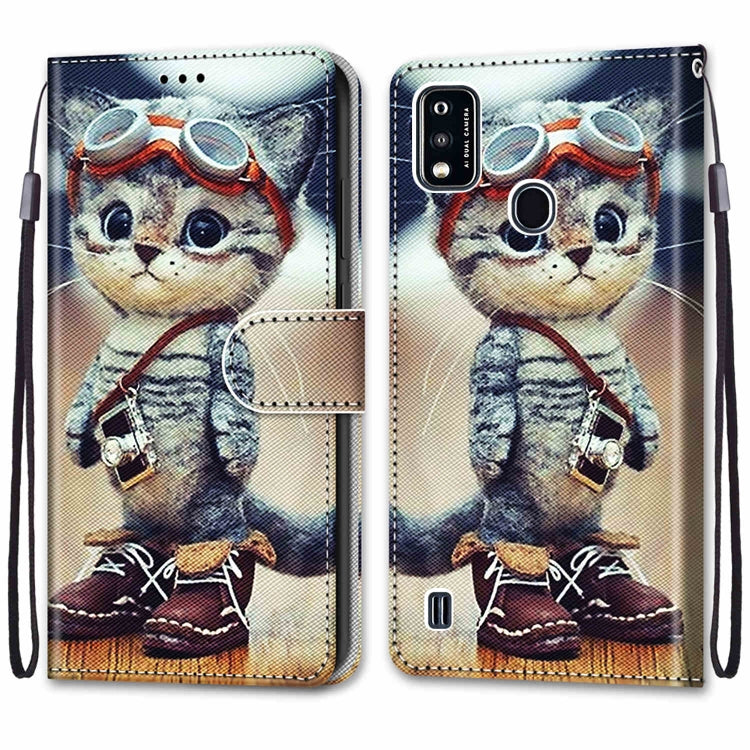 Coloured Drawing Cross Texture Horizontal Flip PU Leather Case with Holder & Card Slots & Wallet & Lanyard, For ZTE Blade A51, For ZTE Blade A71