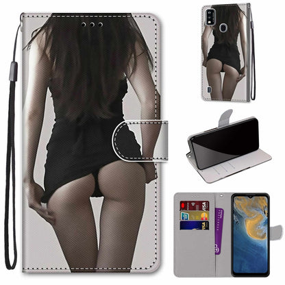 Coloured Drawing Cross Texture Horizontal Flip PU Leather Case with Holder & Card Slots & Wallet & Lanyard, For ZTE Blade A51, For ZTE Blade A71