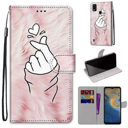 Coloured Drawing Cross Texture Horizontal Flip PU Leather Case with Holder & Card Slots & Wallet & Lanyard, For ZTE Blade A51, For ZTE Blade A71