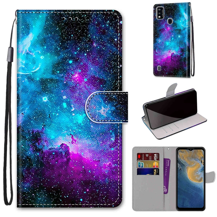 Coloured Drawing Cross Texture Horizontal Flip PU Leather Case with Holder & Card Slots & Wallet & Lanyard, For ZTE Blade A51, For ZTE Blade A71