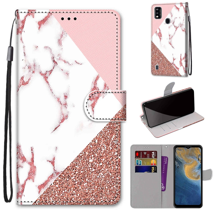 Coloured Drawing Cross Texture Horizontal Flip PU Leather Case with Holder & Card Slots & Wallet & Lanyard, For ZTE Blade A51, For ZTE Blade A71