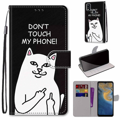 Coloured Drawing Cross Texture Horizontal Flip PU Leather Case with Holder & Card Slots & Wallet & Lanyard, For ZTE Blade A51, For ZTE Blade A71