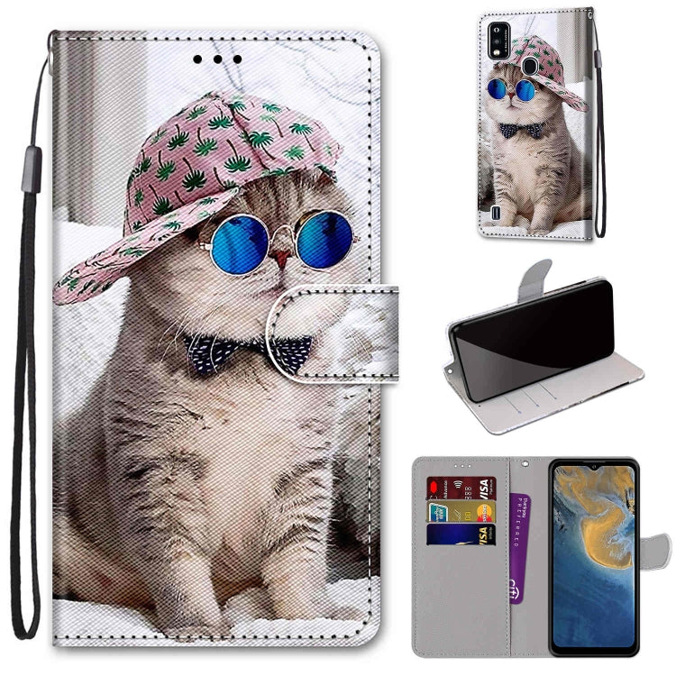 Coloured Drawing Cross Texture Horizontal Flip PU Leather Case with Holder & Card Slots & Wallet & Lanyard, For ZTE Blade A51, For ZTE Blade A71