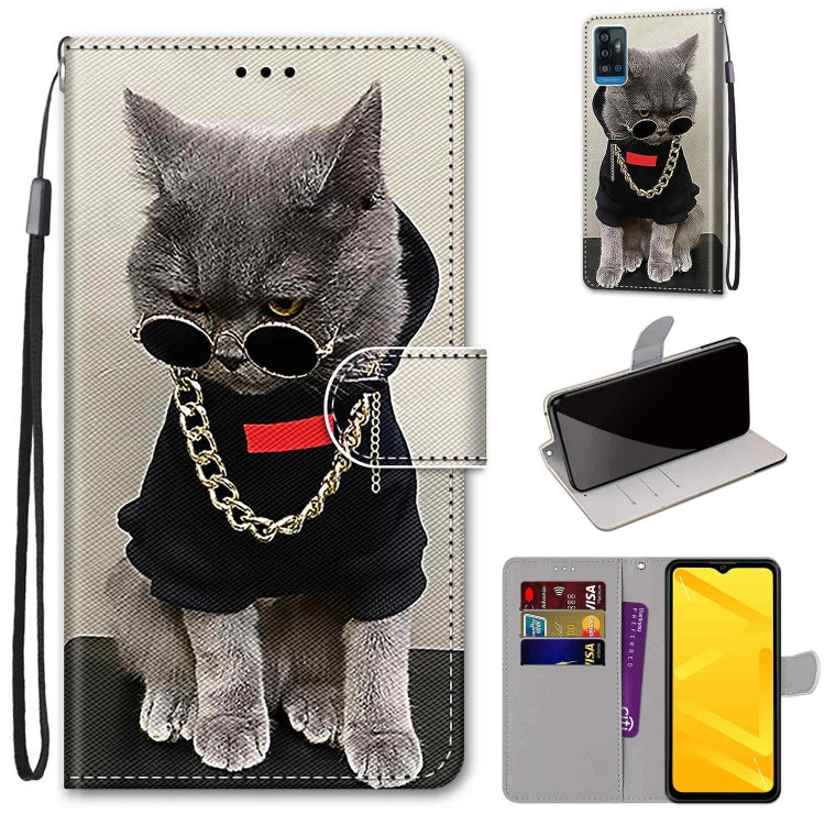 Coloured Drawing Cross Texture Horizontal Flip PU Leather Case with Holder & Card Slots & Wallet & Lanyard, For ZTE Blade A51, For ZTE Blade A71