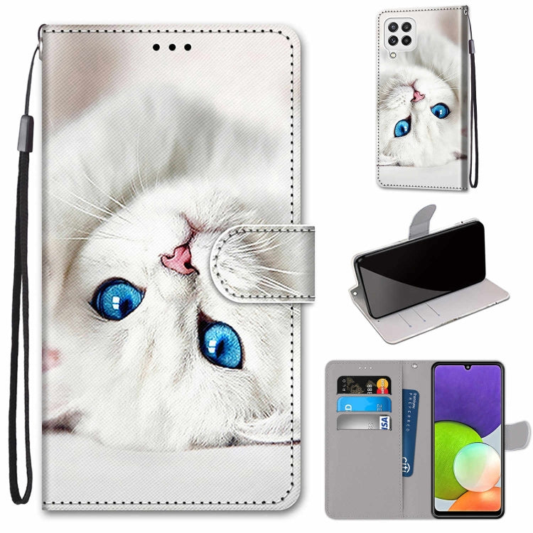 Coloured Drawing Cross Texture Horizontal Flip PU Leather Case with Holder & Card Slots & Wallet & Lanyard, For Samsung Galaxy A22 4G, For Samsung Galaxy A22 5G