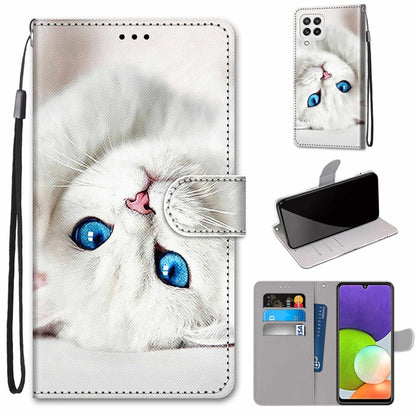 Coloured Drawing Cross Texture Horizontal Flip PU Leather Case with Holder & Card Slots & Wallet & Lanyard, For Samsung Galaxy A22 4G, For Samsung Galaxy A22 5G
