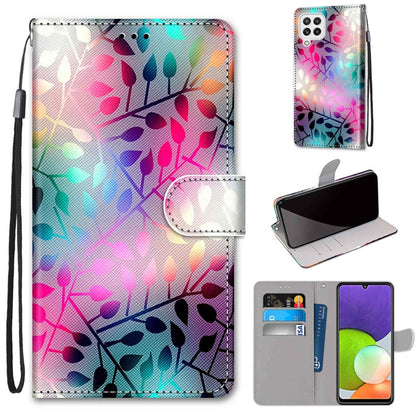 Coloured Drawing Cross Texture Horizontal Flip PU Leather Case with Holder & Card Slots & Wallet & Lanyard, For Samsung Galaxy A22 4G, For Samsung Galaxy A22 5G