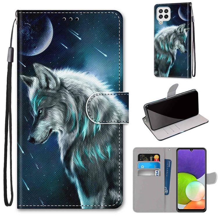 Coloured Drawing Cross Texture Horizontal Flip PU Leather Case with Holder & Card Slots & Wallet & Lanyard, For Samsung Galaxy A22 4G, For Samsung Galaxy A22 5G