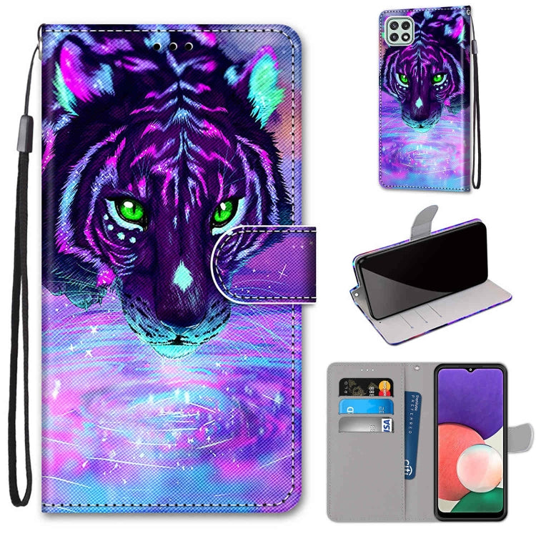 Coloured Drawing Cross Texture Horizontal Flip PU Leather Case with Holder & Card Slots & Wallet & Lanyard, For Samsung Galaxy A22 4G, For Samsung Galaxy A22 5G