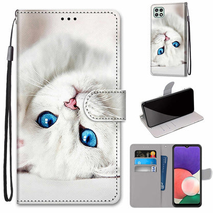Coloured Drawing Cross Texture Horizontal Flip PU Leather Case with Holder & Card Slots & Wallet & Lanyard, For Samsung Galaxy A22 4G, For Samsung Galaxy A22 5G