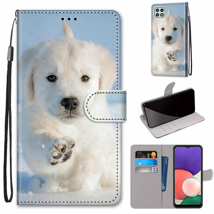 Coloured Drawing Cross Texture Horizontal Flip PU Leather Case with Holder & Card Slots & Wallet & Lanyard, For Samsung Galaxy A22 4G, For Samsung Galaxy A22 5G
