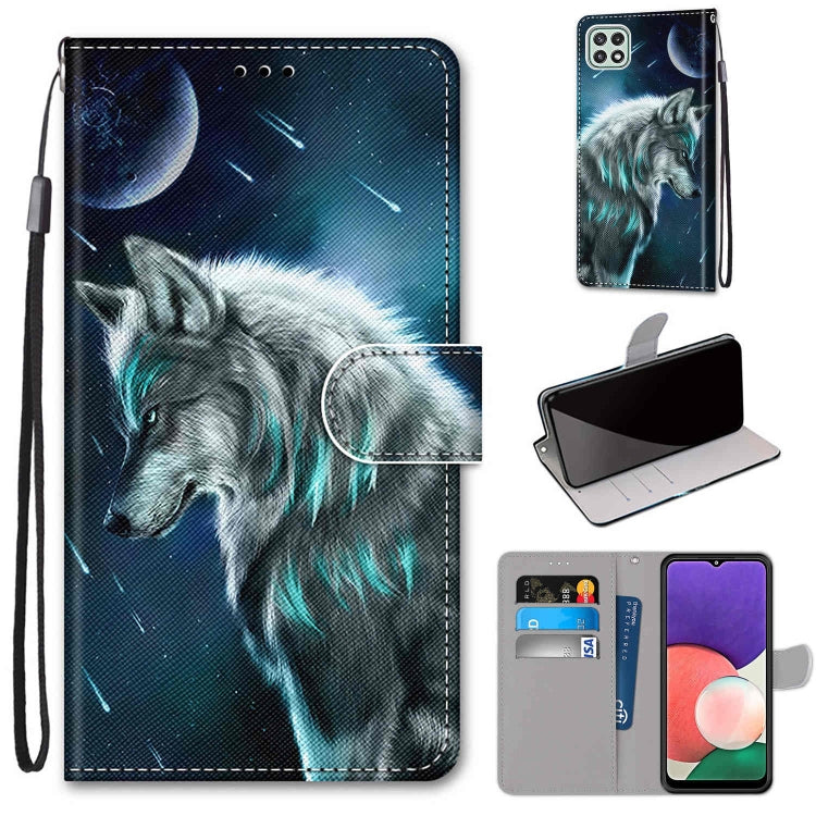 Coloured Drawing Cross Texture Horizontal Flip PU Leather Case with Holder & Card Slots & Wallet & Lanyard, For Samsung Galaxy A22 4G, For Samsung Galaxy A22 5G