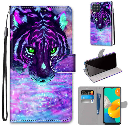 Coloured Drawing Cross Texture Horizontal Flip PU Leather Case with Holder & Card Slots & Wallet & Lanyard, For Samsung Galaxy M32, For Samsung Galaxy F22