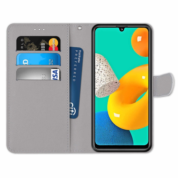Coloured Drawing Cross Texture Horizontal Flip PU Leather Case with Holder & Card Slots & Wallet & Lanyard, For Samsung Galaxy M32, For Samsung Galaxy F22