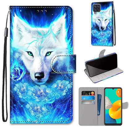 Coloured Drawing Cross Texture Horizontal Flip PU Leather Case with Holder & Card Slots & Wallet & Lanyard, For Samsung Galaxy M32, For Samsung Galaxy F22