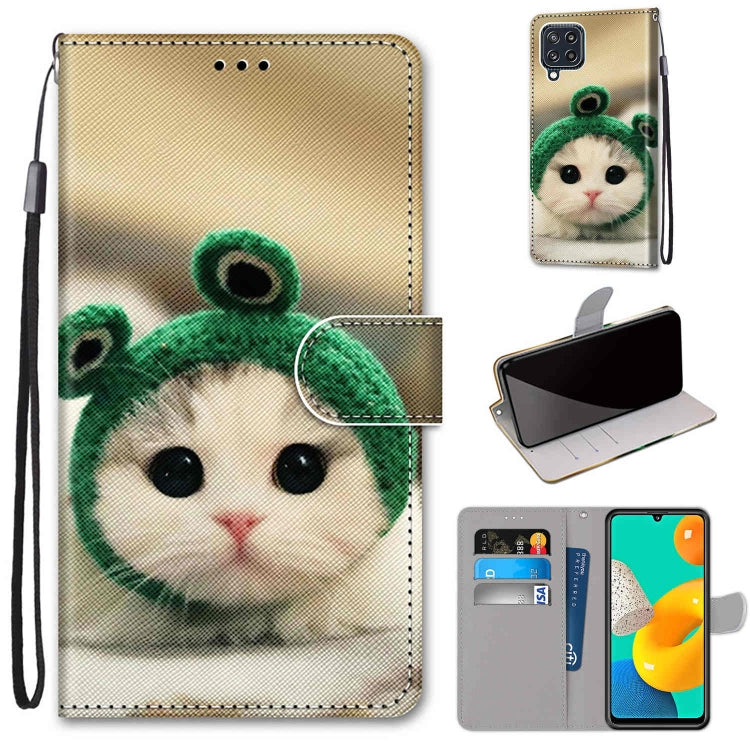 Coloured Drawing Cross Texture Horizontal Flip PU Leather Case with Holder & Card Slots & Wallet & Lanyard, For Samsung Galaxy M32, For Samsung Galaxy F22