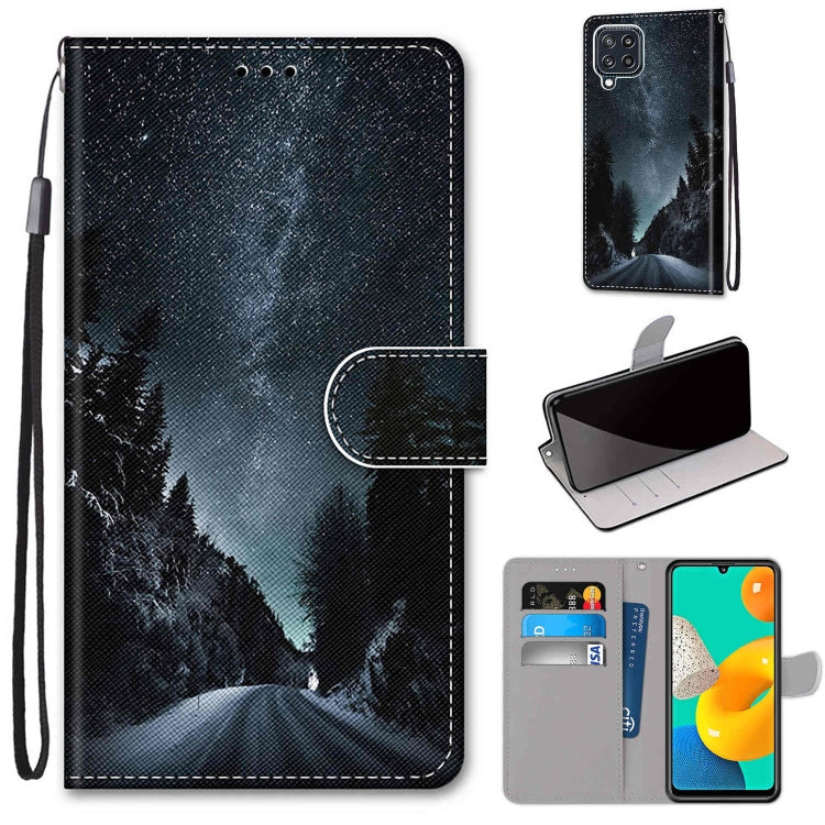 Coloured Drawing Cross Texture Horizontal Flip PU Leather Case with Holder & Card Slots & Wallet & Lanyard, For Samsung Galaxy M32, For Samsung Galaxy F22
