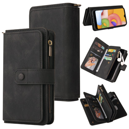 Skin Feel PU + TPU Horizontal Flip Leather Case with Holder & 15 Cards Slot & Wallet & Zipper Pocket & Lanyard, For Samsung Galaxy A01, For Samsung Galaxy A02 EU Version, For Samsung Galaxy A02s, For Samsung Galaxy A03s, For Samsung Galaxy A12 5G      ...