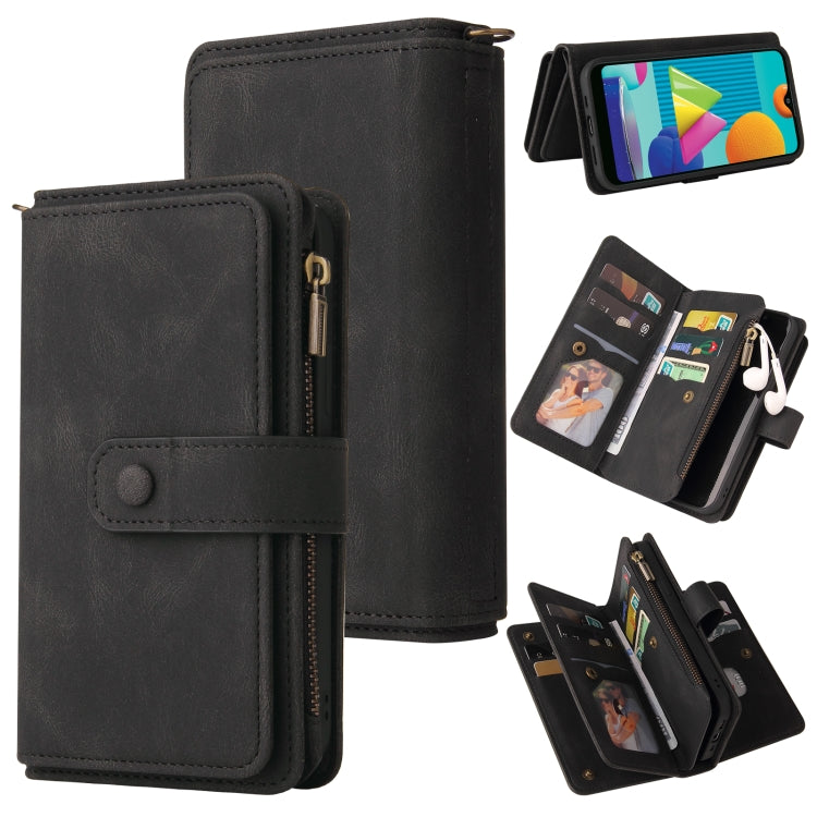 Skin Feel PU + TPU Horizontal Flip Leather Case with Holder & 15 Cards Slot & Wallet & Zipper Pocket & Lanyard, For Samsung Galaxy A01, For Samsung Galaxy A02 EU Version, For Samsung Galaxy A02s, For Samsung Galaxy A03s, For Samsung Galaxy A12 5G      ...