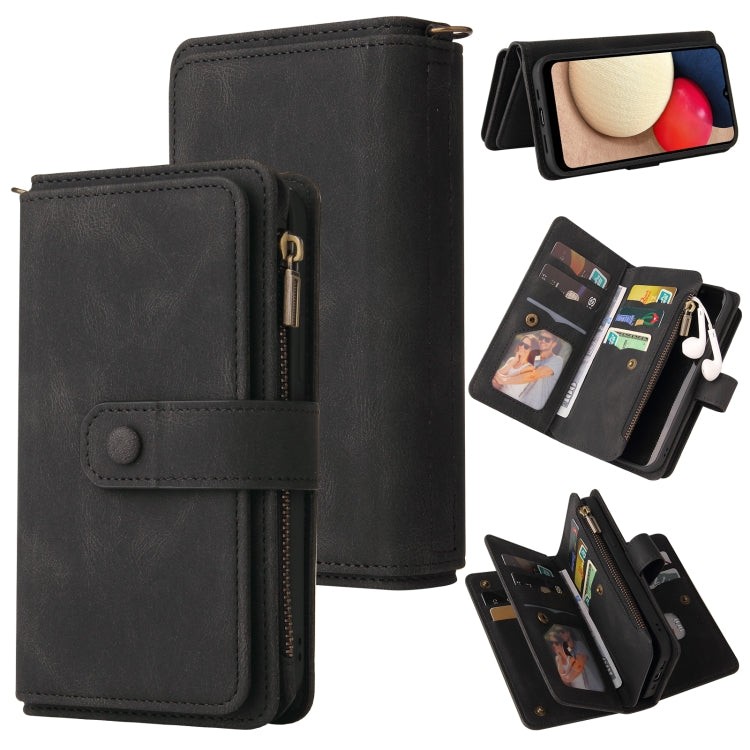 Skin Feel PU + TPU Horizontal Flip Leather Case with Holder & 15 Cards Slot & Wallet & Zipper Pocket & Lanyard, For Samsung Galaxy A01, For Samsung Galaxy A02 EU Version, For Samsung Galaxy A02s, For Samsung Galaxy A03s, For Samsung Galaxy A12 5G      ...