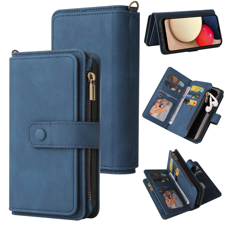Skin Feel PU + TPU Horizontal Flip Leather Case with Holder & 15 Cards Slot & Wallet & Zipper Pocket & Lanyard, For Samsung Galaxy A01, For Samsung Galaxy A02 EU Version, For Samsung Galaxy A02s, For Samsung Galaxy A03s, For Samsung Galaxy A12 5G      ...