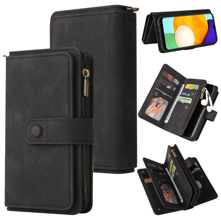 Skin Feel PU + TPU Horizontal Flip Leather Case with Holder & 15 Cards Slot & Wallet & Zipper Pocket & Lanyard, For Samsung Galaxy A01, For Samsung Galaxy A02 EU Version, For Samsung Galaxy A02s, For Samsung Galaxy A03s, For Samsung Galaxy A12 5G      ...