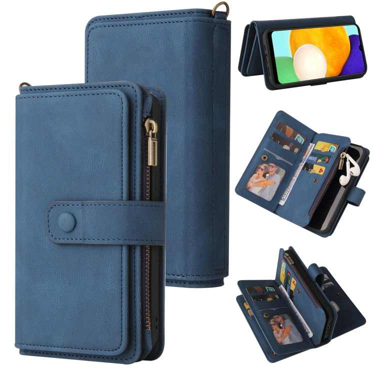 Skin Feel PU + TPU Horizontal Flip Leather Case with Holder & 15 Cards Slot & Wallet & Zipper Pocket & Lanyard, For Samsung Galaxy A01, For Samsung Galaxy A02 EU Version, For Samsung Galaxy A02s, For Samsung Galaxy A03s, For Samsung Galaxy A12 5G      ...