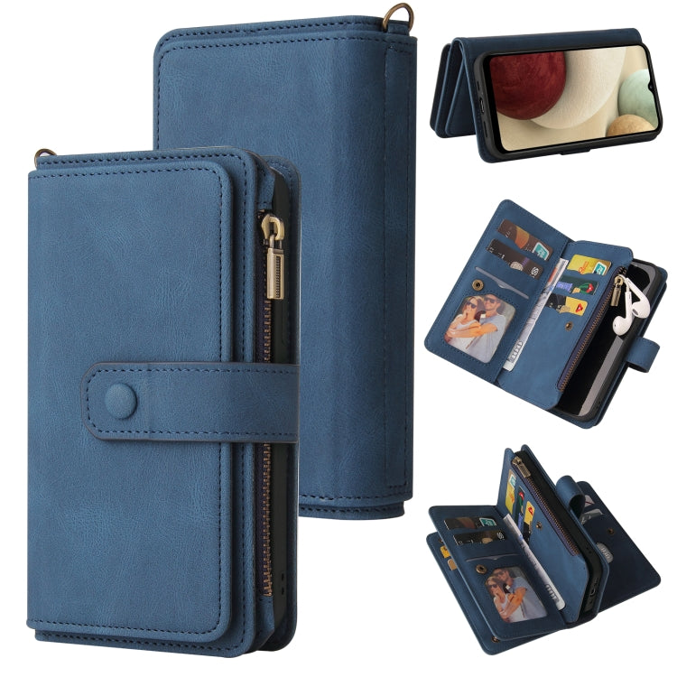Skin Feel PU + TPU Horizontal Flip Leather Case with Holder & 15 Cards Slot & Wallet & Zipper Pocket & Lanyard, For Samsung Galaxy A01, For Samsung Galaxy A02 EU Version, For Samsung Galaxy A02s, For Samsung Galaxy A03s, For Samsung Galaxy A12 5G      ...