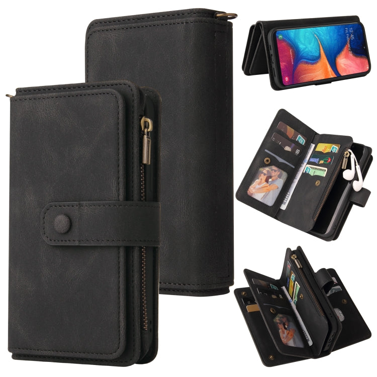 Skin Feel PU + TPU Horizontal Flip Leather Case with Holder & 15 Cards Slot & Wallet & Zipper Pocket & Lanyard, For Samsung Galaxy A01, For Samsung Galaxy A02 EU Version, For Samsung Galaxy A02s, For Samsung Galaxy A03s, For Samsung Galaxy A12 5G      ...
