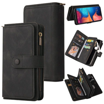 Skin Feel PU + TPU Horizontal Flip Leather Case with Holder & 15 Cards Slot & Wallet & Zipper Pocket & Lanyard, For Samsung Galaxy A01, For Samsung Galaxy A02 EU Version, For Samsung Galaxy A02s, For Samsung Galaxy A03s, For Samsung Galaxy A12 5G      ...