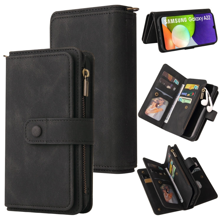 Skin Feel PU + TPU Horizontal Flip Leather Case with Holder & 15 Cards Slot & Wallet & Zipper Pocket & Lanyard, For Samsung Galaxy A01, For Samsung Galaxy A02 EU Version, For Samsung Galaxy A02s, For Samsung Galaxy A03s, For Samsung Galaxy A12 5G      ...