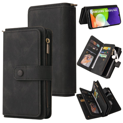 Skin Feel PU + TPU Horizontal Flip Leather Case with Holder & 15 Cards Slot & Wallet & Zipper Pocket & Lanyard, For Samsung Galaxy A01, For Samsung Galaxy A02 EU Version, For Samsung Galaxy A02s, For Samsung Galaxy A03s, For Samsung Galaxy A12 5G      ...