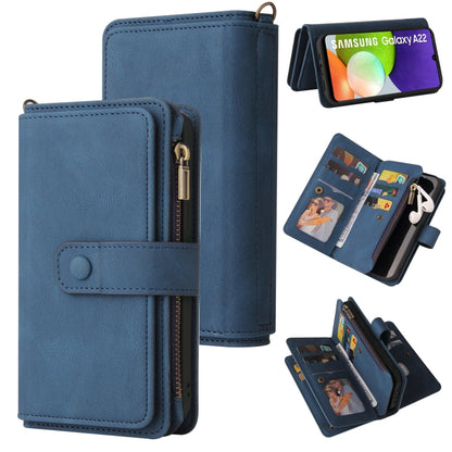 Skin Feel PU + TPU Horizontal Flip Leather Case with Holder & 15 Cards Slot & Wallet & Zipper Pocket & Lanyard, For Samsung Galaxy A01, For Samsung Galaxy A02 EU Version, For Samsung Galaxy A02s, For Samsung Galaxy A03s, For Samsung Galaxy A12 5G      ...