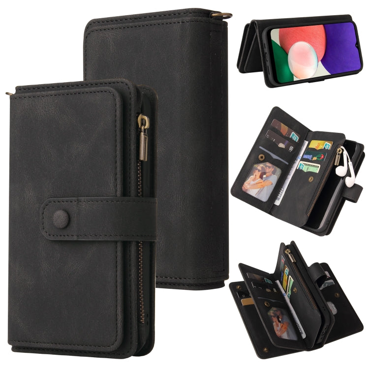 Skin Feel PU + TPU Horizontal Flip Leather Case with Holder & 15 Cards Slot & Wallet & Zipper Pocket & Lanyard, For Samsung Galaxy A01, For Samsung Galaxy A02 EU Version, For Samsung Galaxy A02s, For Samsung Galaxy A03s, For Samsung Galaxy A12 5G      ...