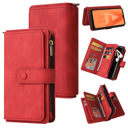 Skin Feel PU + TPU Horizontal Flip Leather Case with Holder & 15 Cards Slot & Wallet & Zipper Pocket & Lanyard, For Samsung Galaxy A01, For Samsung Galaxy A02 EU Version, For Samsung Galaxy A02s, For Samsung Galaxy A03s, For Samsung Galaxy A12 5G      ...