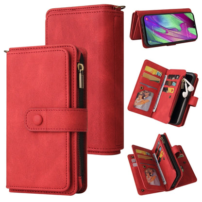 Skin Feel PU + TPU Horizontal Flip Leather Case with Holder & 15 Cards Slot & Wallet & Zipper Pocket & Lanyard, For Samsung Galaxy A01, For Samsung Galaxy A02 EU Version, For Samsung Galaxy A02s, For Samsung Galaxy A03s, For Samsung Galaxy A12 5G      ...