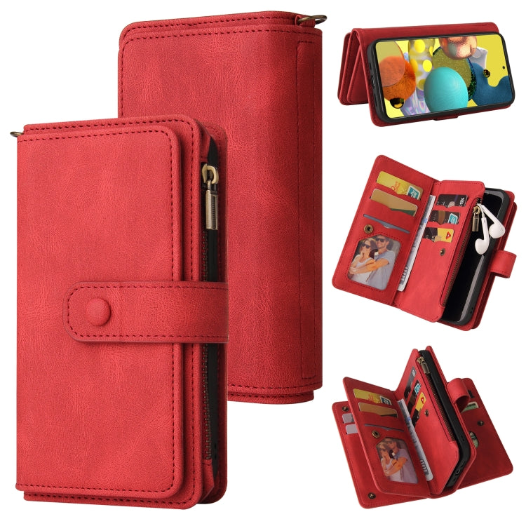 Skin Feel PU + TPU Horizontal Flip Leather Case with Holder & 15 Cards Slot & Wallet & Zipper Pocket & Lanyard, For Samsung Galaxy A42 5G, For Samsung Galaxy A50, For Samsung Galaxy A51 4G, For Samsung Galaxy A51 5G, For Samsung Galaxy A52 5G / 4G     ...