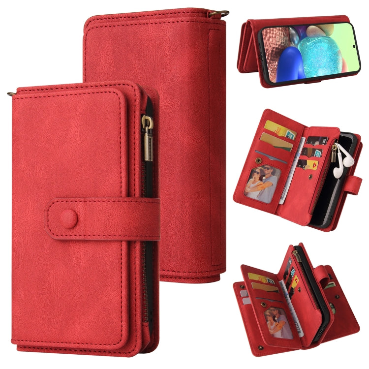 Skin Feel PU + TPU Horizontal Flip Leather Case with Holder & 15 Cards Slot & Wallet & Zipper Pocket & Lanyard, For Samsung Galaxy A42 5G, For Samsung Galaxy A50, For Samsung Galaxy A51 4G, For Samsung Galaxy A51 5G, For Samsung Galaxy A52 5G / 4G     ...